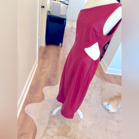 •House of Harlow 1960 •x REVOLVE •Bordeaux Faux Leather •Midi Dress Red •Size:S - Picture 6 of 9